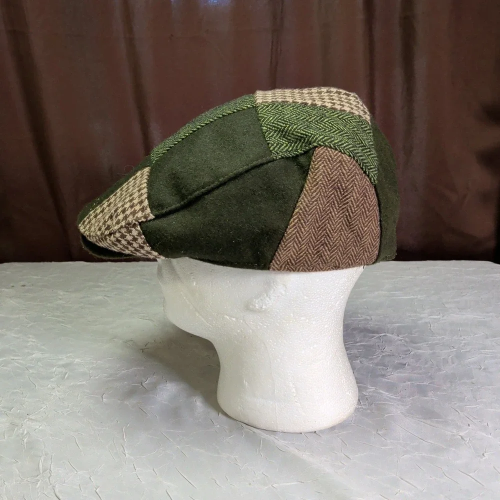 Raglan Road Scally Cap Green Plaid Tweed Hat Patchwork Academia Academic Preppy